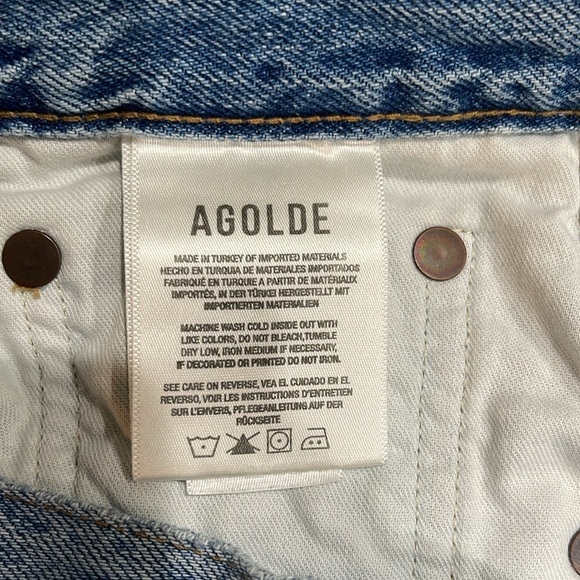 Agolde Riley Crop Distressed Jeans High Rise SZ 30 - Picture 4 of 5